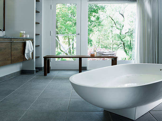 Bathroom tile flooring with bathtub | Chillicothe Carpet